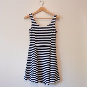 H&M・ Blue Striped Tank-top Skater Dress